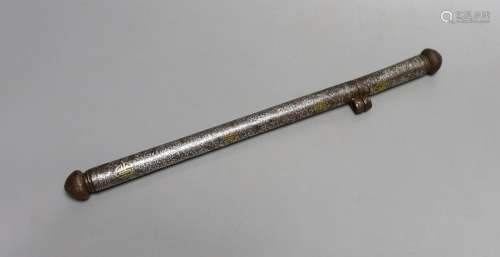 An 18th century Tibetan silver and gold damascened iron pen ...