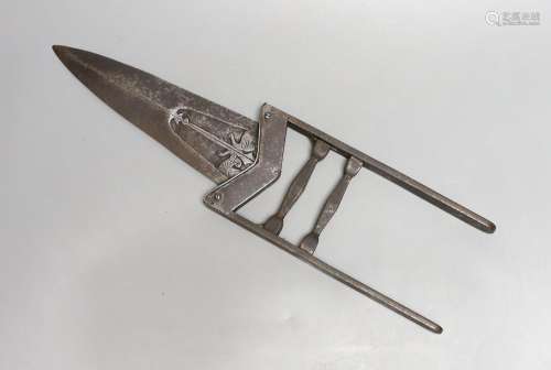 An Indian 19th century ‘scissors katar’, blades chiselled wi...