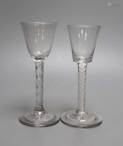 Two Georgian opaque twist and facet stem cordials - tallest ...
