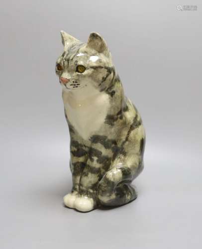 A Winstanley pottery seated tabby cat - 30cm tall