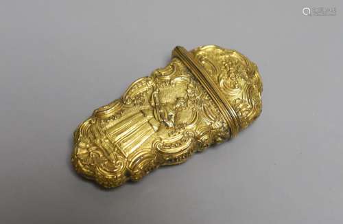 A George III gilt metal etui containing accessories,10cms hi...