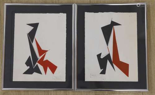 Attributed to Bela Koncz (1925-2002), pair of ink and waterc...