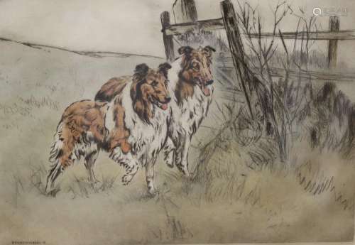 Henry Wilkinson (1921-2011), coloured drypoint etching, Roug...