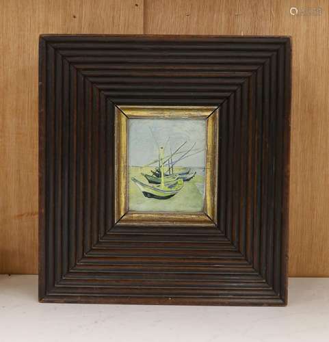 An early 19th century reeded hardwood picture frame, apertur...