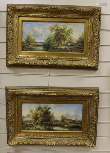 M. Beale, pair of oils on board, River landscapes, signed, 1...