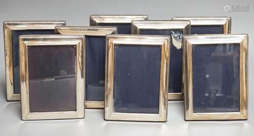A set of eight modern silver mounted rectangular photograph ...