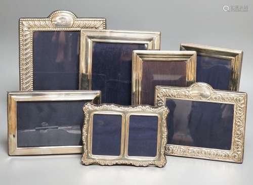 Seven assorted modern silver mounted photograph frames inclu...
