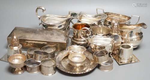 A quantity of assorted mainly 20th century sundry silver inc...