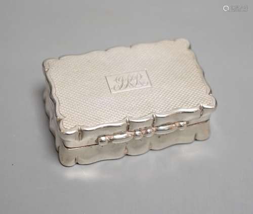 A 1930’s part engine turned silver snuff box, with engraved ...