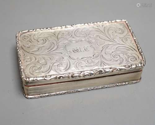 An early Victorian silver rectangular snuff box, with interi...