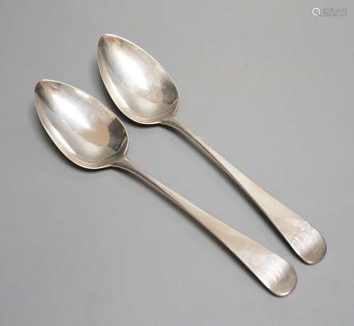 A pair of George III silver Old English pattern tablespoons,...