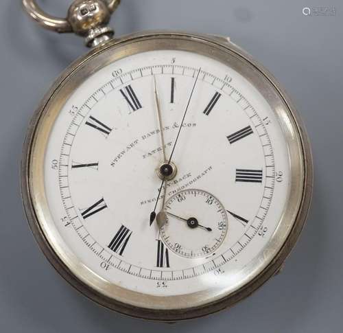 A late Victorian silver open face chronograph pocket watch, ...