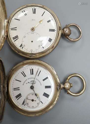 A 19th century white metal hunter pocket watch, by Robert Ro...