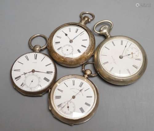 Two silver open face pocket watches including Henry Peck, Lo...