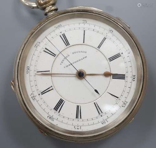 A Victorian silver open face keywind chronograph pocket watc...