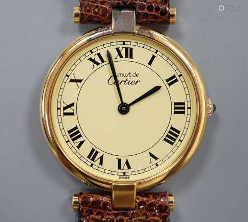 A gentlemans gilt 925 Must de Cartier quartz dress wrist wat...