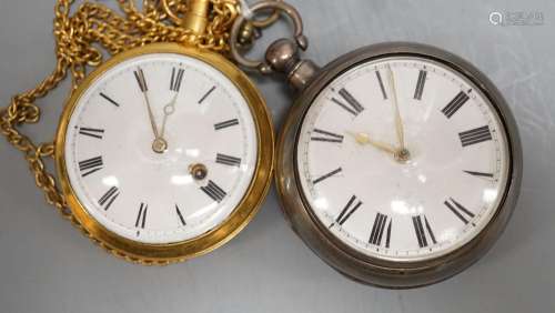 A Victorian silver pair cased pocket watch by Edward Fowle, ...