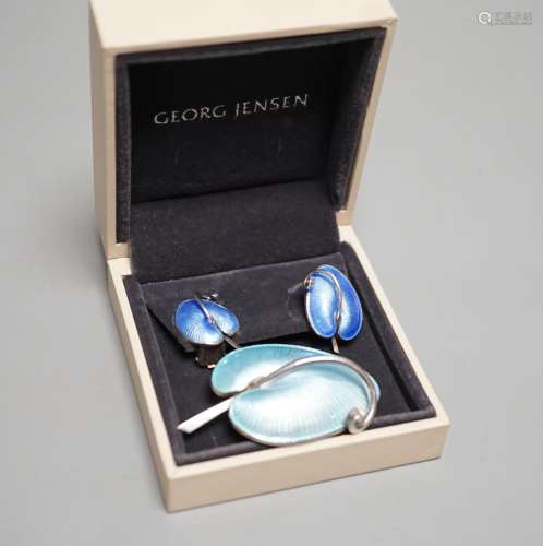 A pair of 20th century Danish sterling and enamel ear clips ...