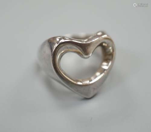 A Georg Jensen sterling pierced heart shaped ring, size M/N,...