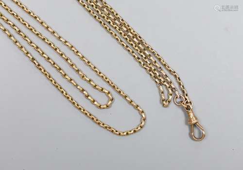 An Edwardian 9ct guard chain, 160cm, 23.3 grams.