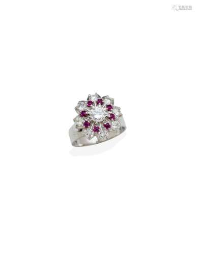 A DIAMOND AND RUBY RING