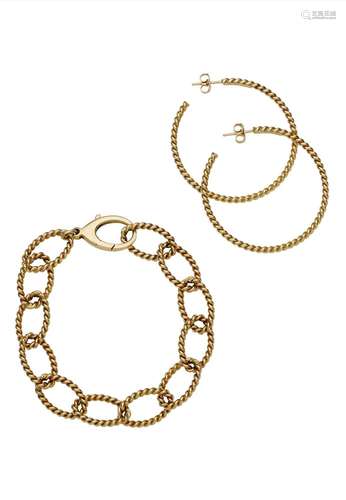 TIFFANY & CO. | A GOLD BRACELET AND EARRING SUITE