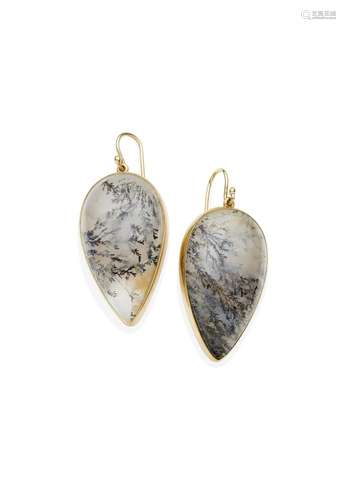 TONY WHITE | A PAIR OF MOSS AGATE PENDENT EARRINGS