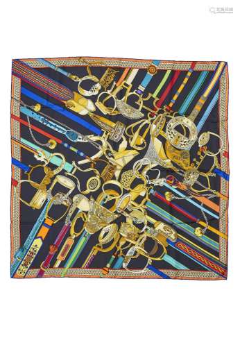 HERMES | A 'Concours d'Etriers' silk scarf