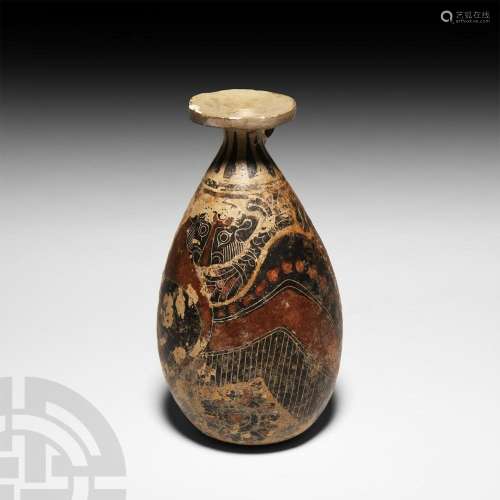 Corinthian Polychrome Aryballos with Winged Panther