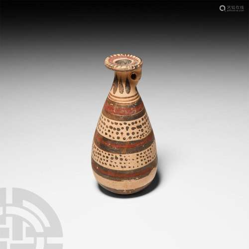 Etrusco-Corinthian Alabastron Decorated with Dots and Bands