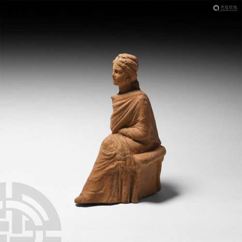 Greek Seated Terracotta Female Figure of a Muse
