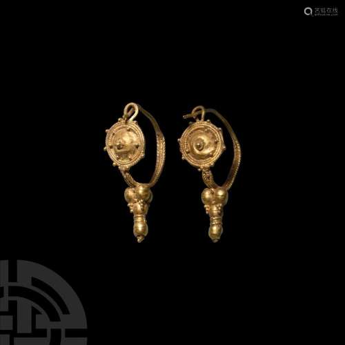 Roman Gold Filigree Earring Pair
