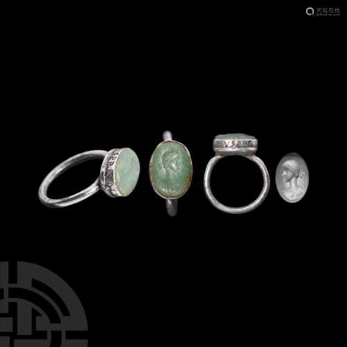 Roman Silver Ring with Emperor Valentinian Gemstone