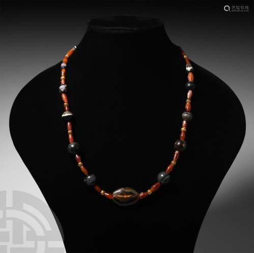 Carnelian and Agate Bead Necklace