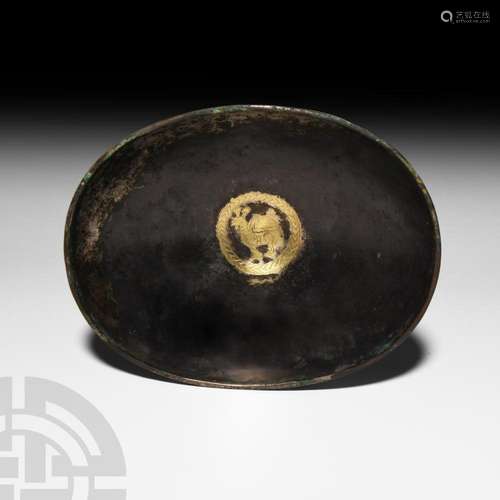 Sassanian Silver Bowl with Engraved Gilded Bird