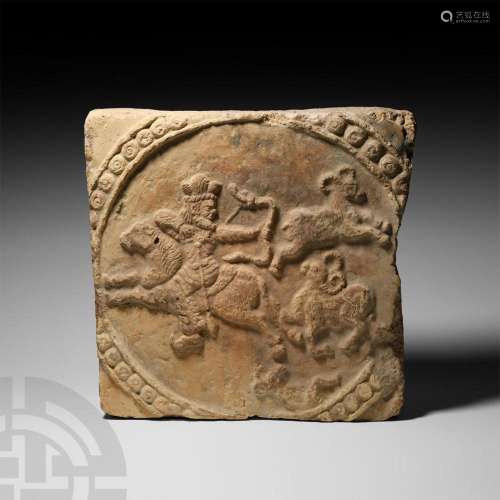 Sassanian Tile with Warrior