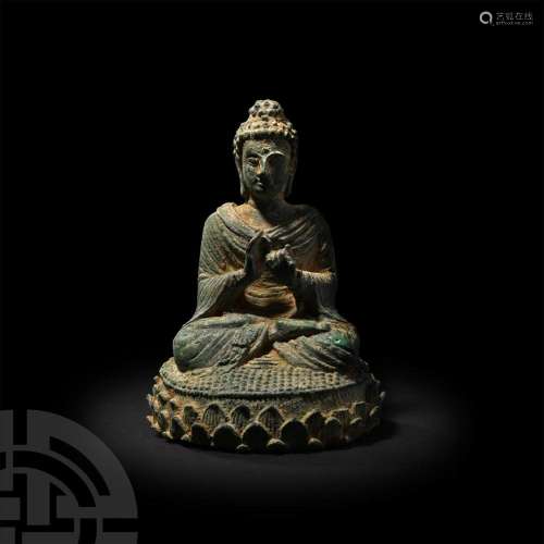 Uddiyana Buddha Seated on Lotus Podium with Hands Teaching