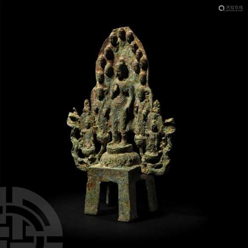 Chinese Stele with Uddiyana Standing Buddha