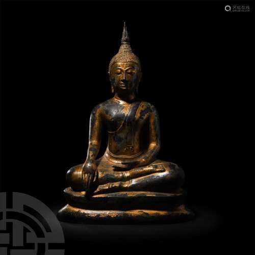 Thai Gilt Seated Buddha Figurine