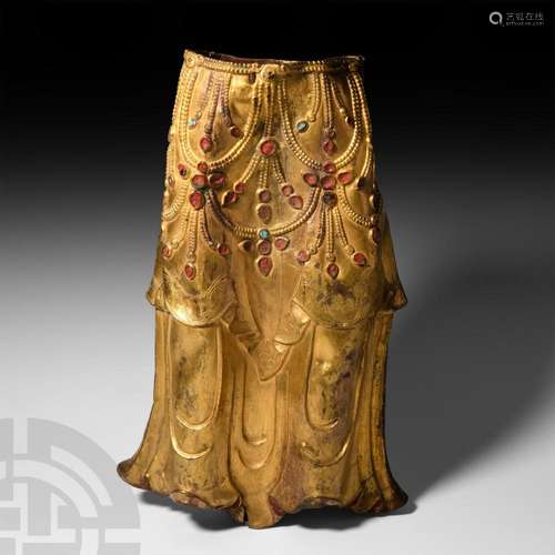 Tibetan Gilt Jewelled Skirt with Prayer Scrolls