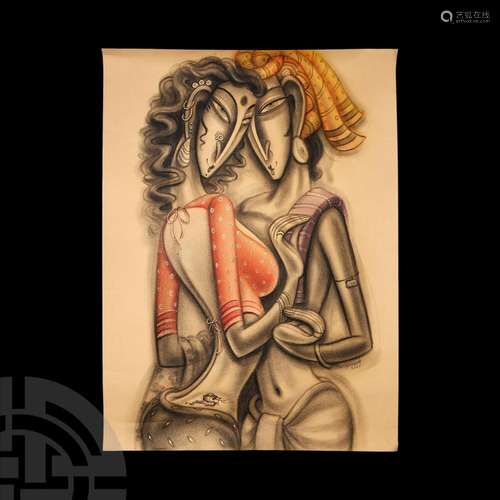 Loving Couple with Tattoo by Ramesh Pachpande