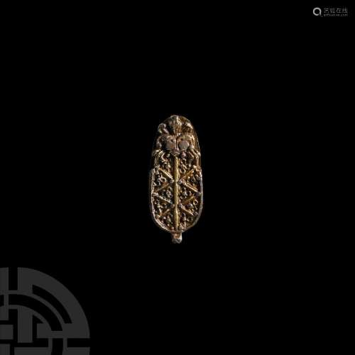 Viking Age Gilt Silver Carolingian Strap End