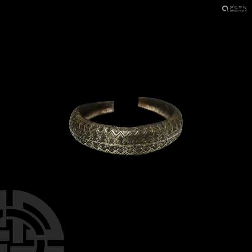 Viking Age Silver Bracelet with Ornate Design