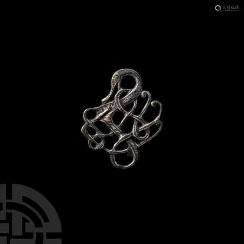 Viking Silver Entwined Urnes Beast Brooch