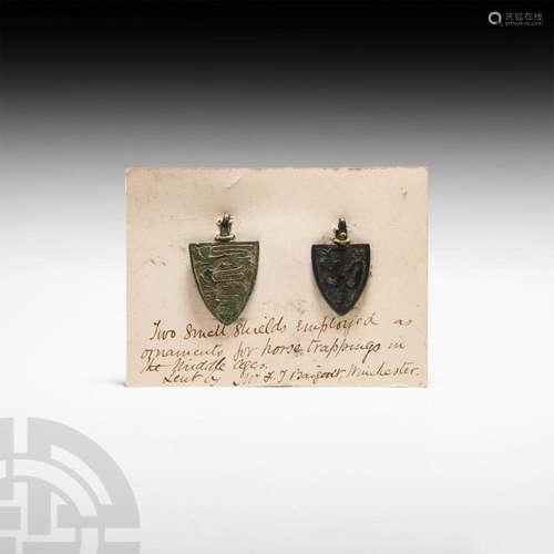 Medieval Gilt Heraldic Horse Harness Pendant Group