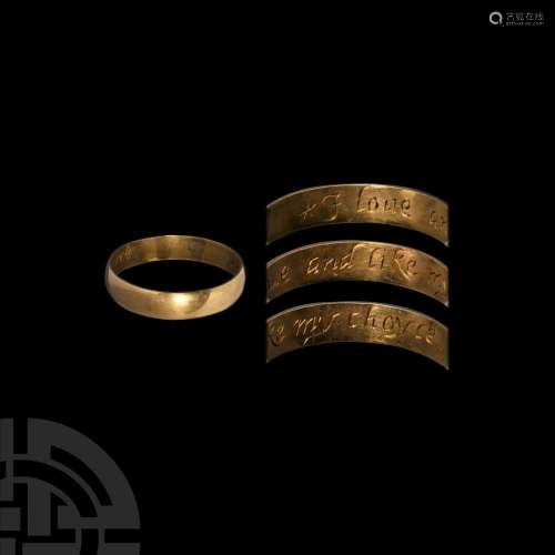 Gold 'I Love and Like My Choyce' Posy Ring