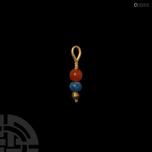 Gold Pendant with Beads