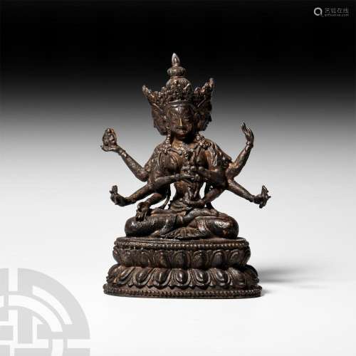 Sino-Tibetan Gilt Seated Avalokitesvara Figurine