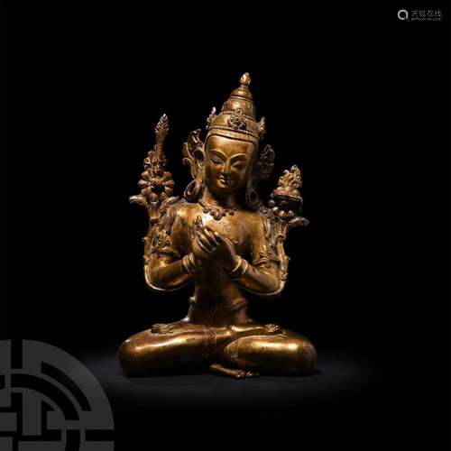 Sino-Tibetan Gilt Seated Arya Tara