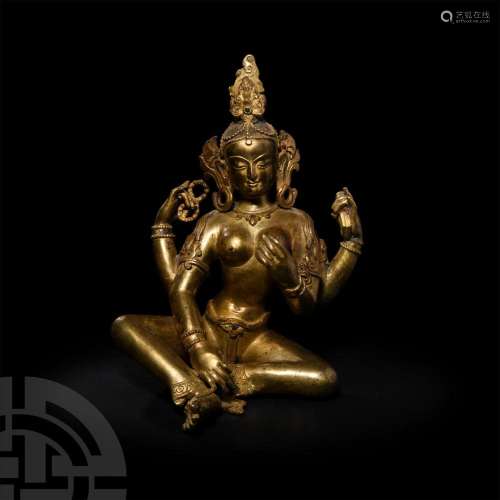 Sino-Tibetan Gilt Seated Avalokiteshvara